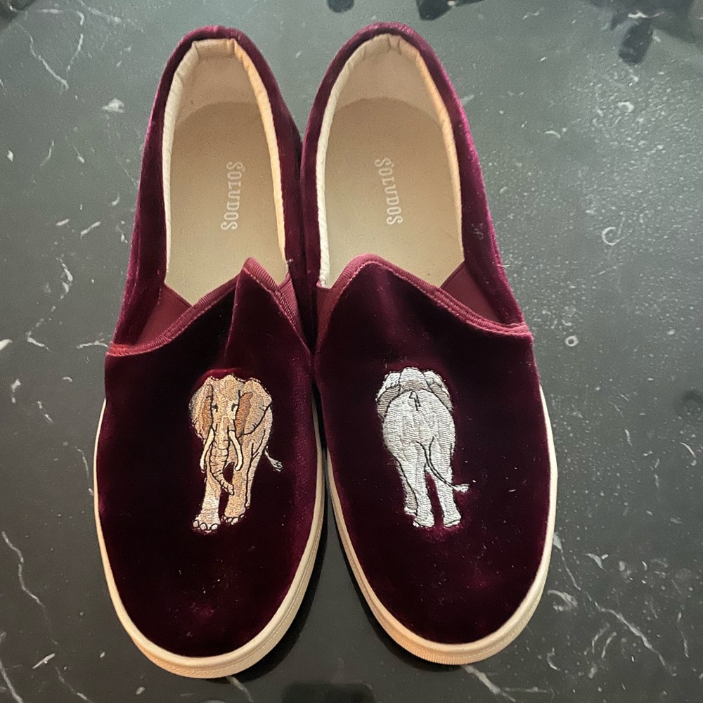 Brand New Soludos Sangria Elephant Velvet Slip-On Sneaker